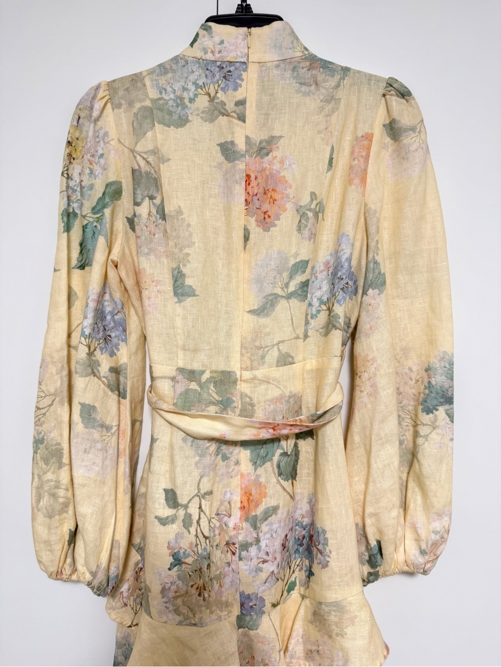 Zimmermann Illuminate Peplum Linen Midi Dress Lemon Hydrangea - AU2/US8 - NWOT - Picture 10 of 16